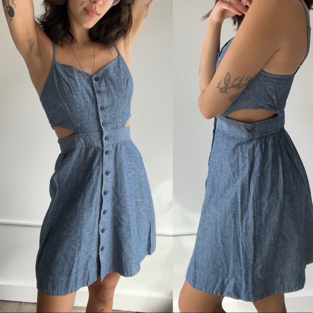 NWT Madewell Chambray Cutout Cami Mini Dress